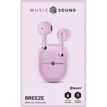 Music Sound Breeze Auriculares Bluetooth de cápsula con estuche de color
