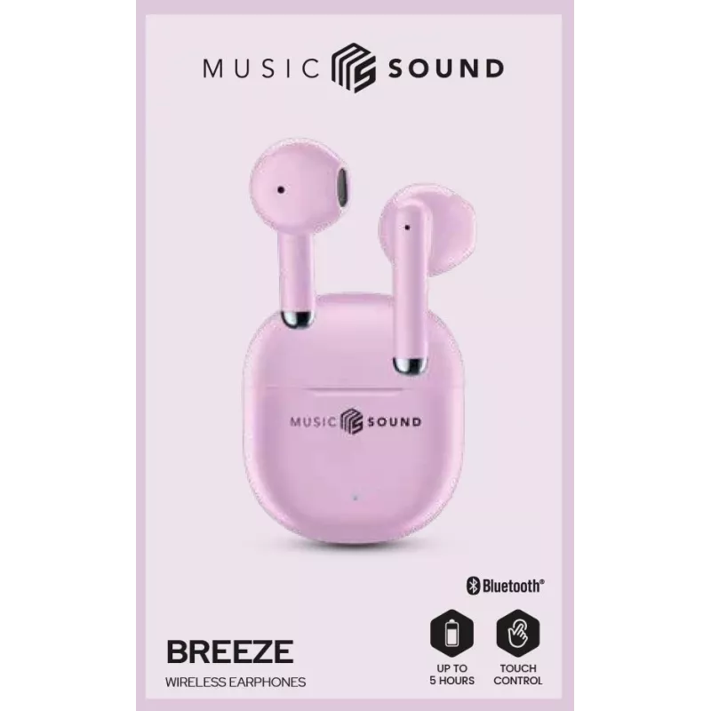 Music Sound Breeze Auriculares Bluetooth de cápsula con estuche de color