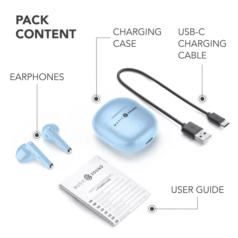 Music Sound Breeze Auriculares in-ear estilo cápsula con funda de color