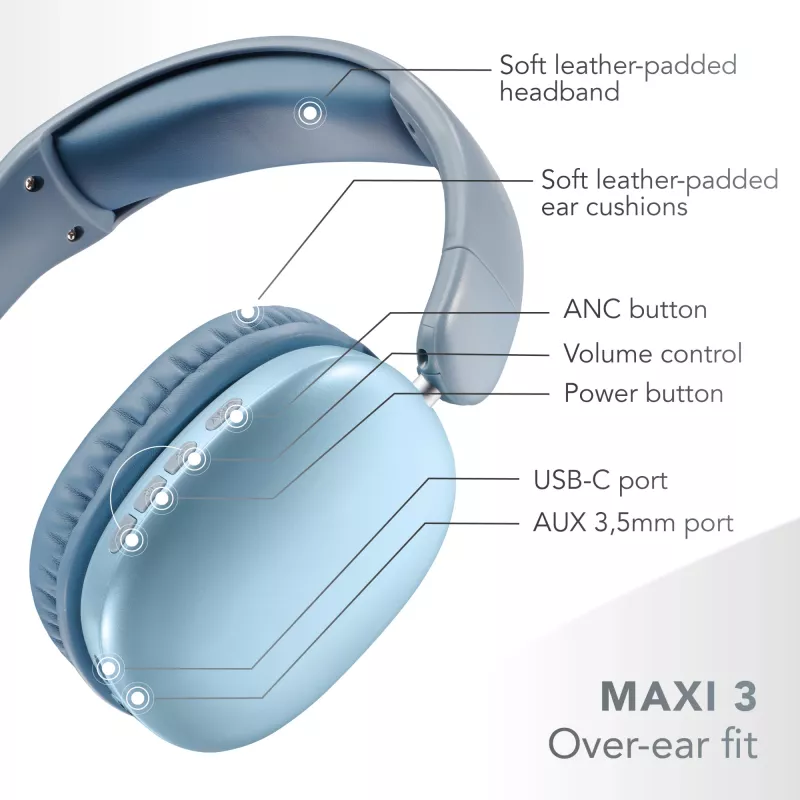 Music Sound MAXI3 MAXI3 Auriculares inalámbricos over-ear con cancelación activa de ruido