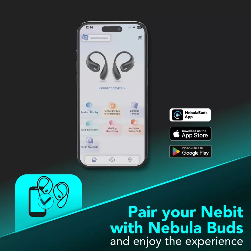 Cellularline Nebit – Traductor TWS NEBIT Auriculares TWS con función de traducción en tiempo real