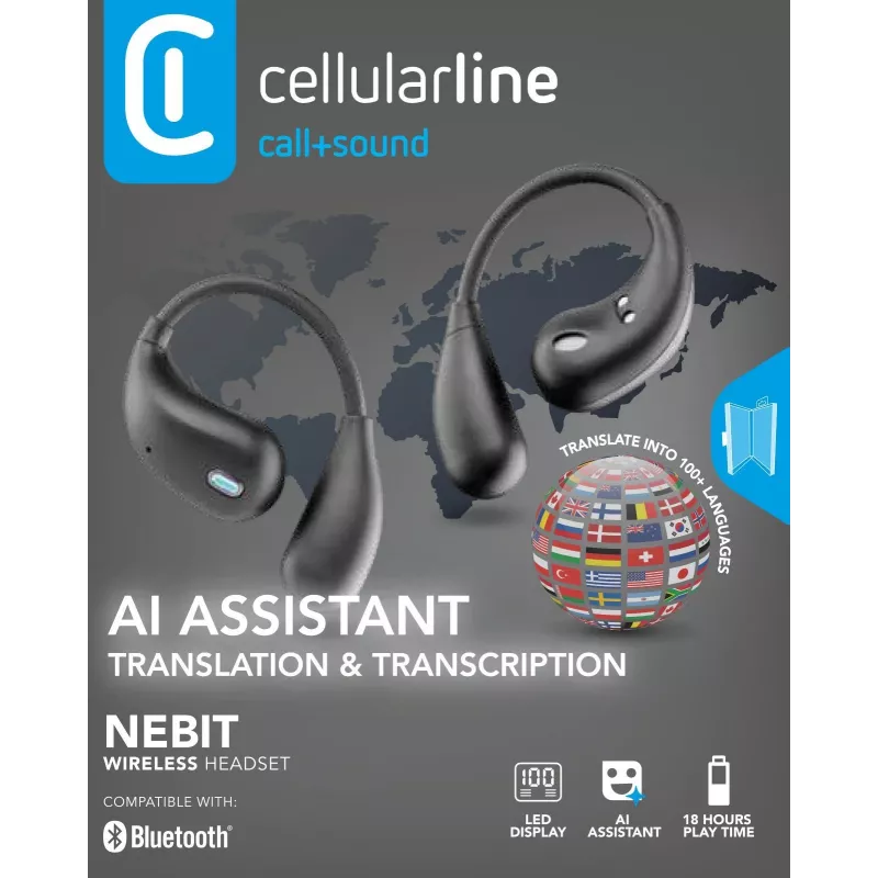 Cellularline Nebit – Traductor TWS NEBIT Auriculares TWS con función de traducción en tiempo real