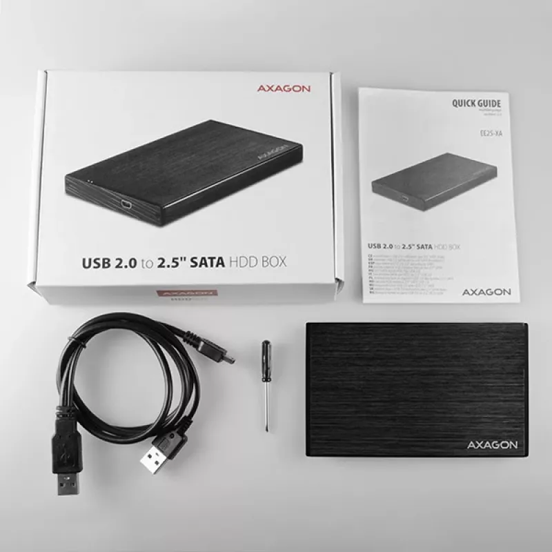 AXAGON EE25-XA - Carcasa para HDD / SSD - 2,5 pulgadas - SATA - Serial ATA II - Serial ATA III - 0,48 Gbit/s - Conectividad USB - Negro