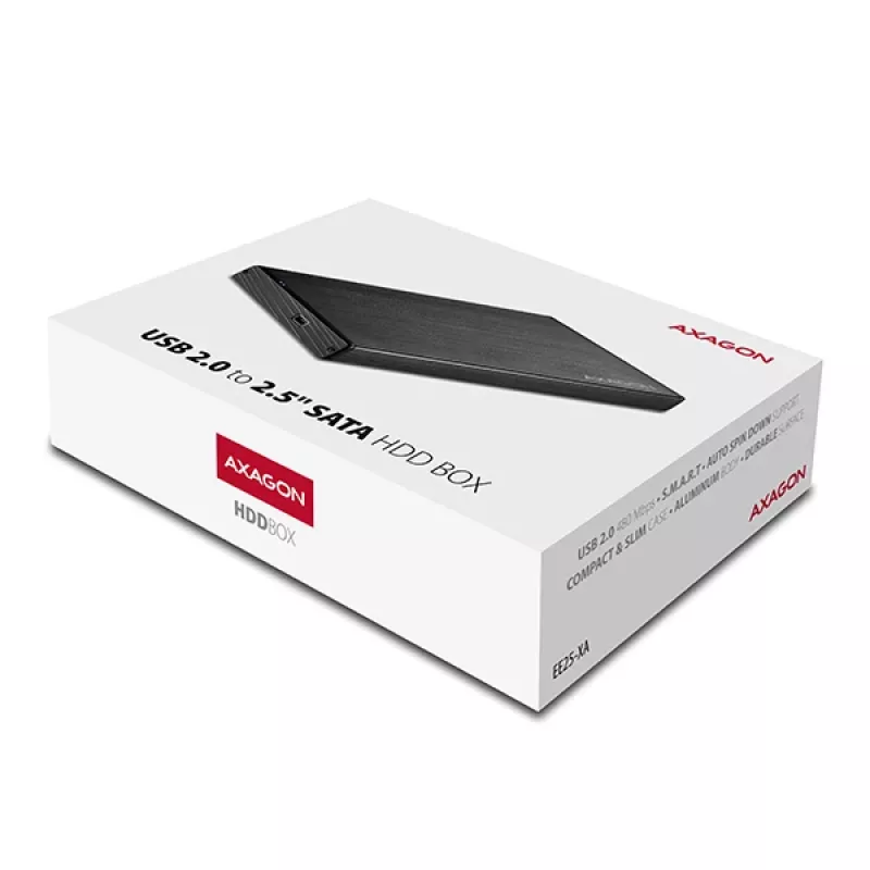AXAGON EE25-XA - Carcasa para HDD / SSD - 2,5 pulgadas - SATA - Serial ATA II - Serial ATA III - 0,48 Gbit/s - Conectividad USB - Negro