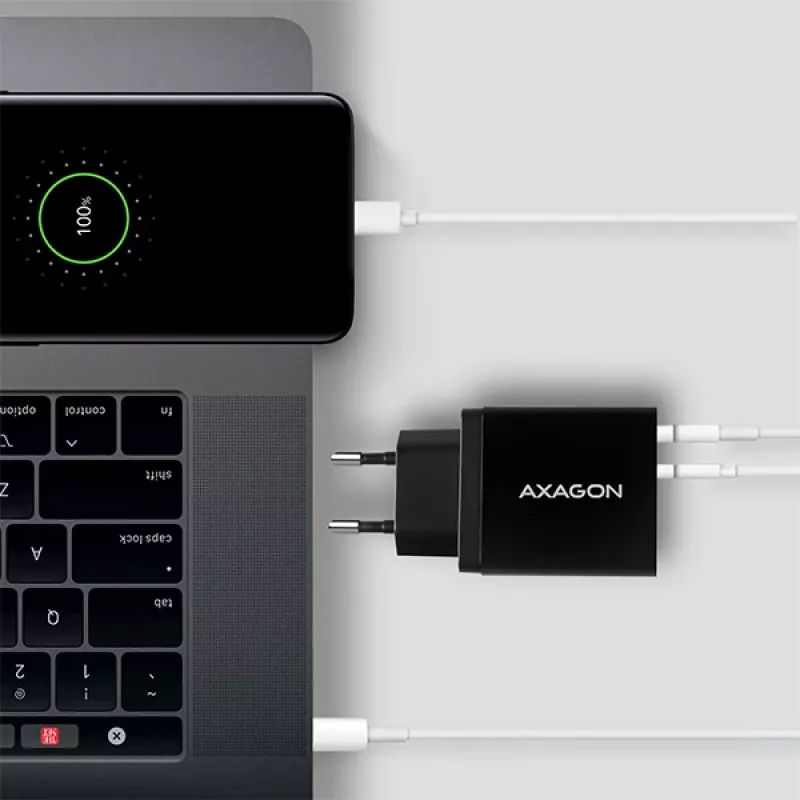 Axagon ACU-PQ22 Cargador para dispositivos móviles Teléfono móvil, batería externa, smartphone, smartwatch, tablet, universal Negro Carga rápida AC Interior