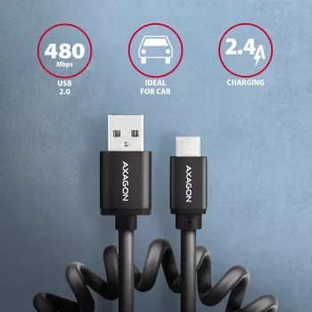 Axagon BUMM-AM10TB Cable USB USB 2.0 0,6 m Micro-USB B USB A 0,48 Gbit/s Negro