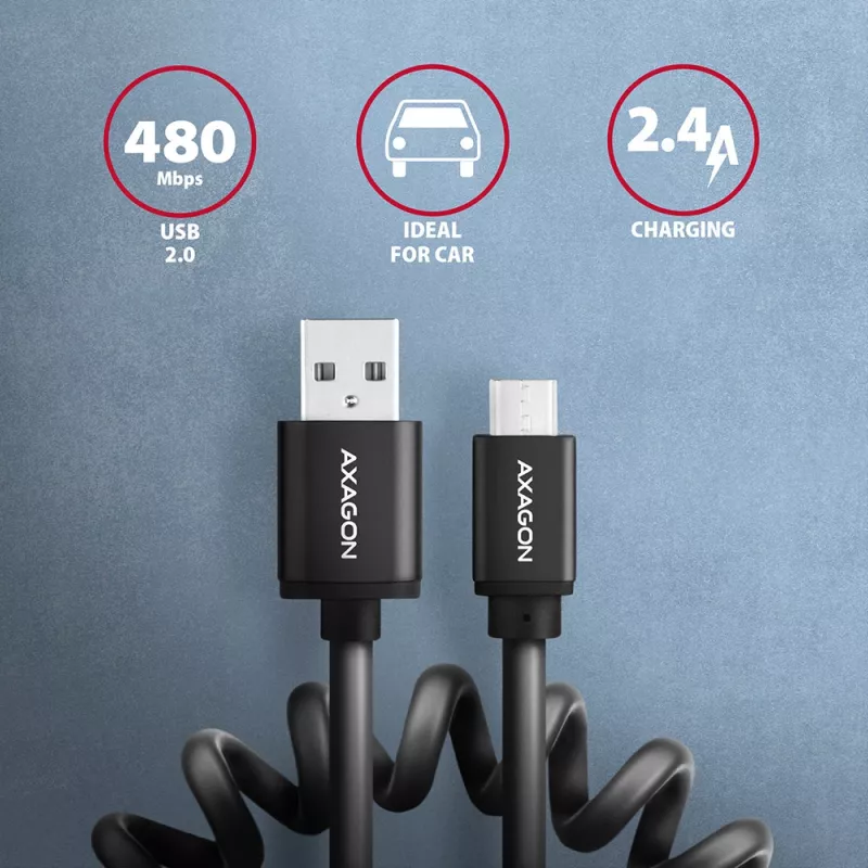 Axagon BUMM-AM10TB Cable USB USB 2.0 0,6 m Micro-USB B USB A 0,48 Gbit/s Negro