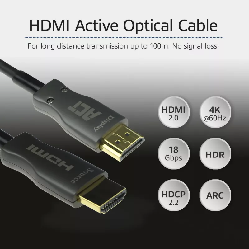 ACT Cable óptico activo HDMI Premium 4K v2.0 de 40 metros conector HDMI-A - conector HDMI-A