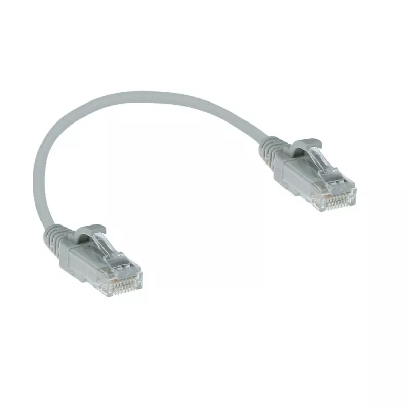 ACT Cable de conexión slimline U/UTP CAT6 LSZH gris de 0,15 metros para centro de datos sin lengüeta con conectores RJ45