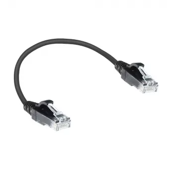 ACT Cable de conexión slimline U/UTP CAT6 LSZH negro de 0,15 metros para centro de datos sin lengüeta con conectores RJ45