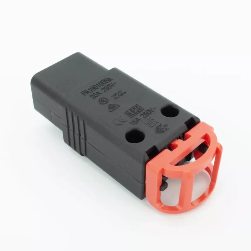 ACT C19 IEC Lock+ reconectable negro, PA190100BK, C19, recto, conector hembra, 250 V, 16 A, negro, rojo