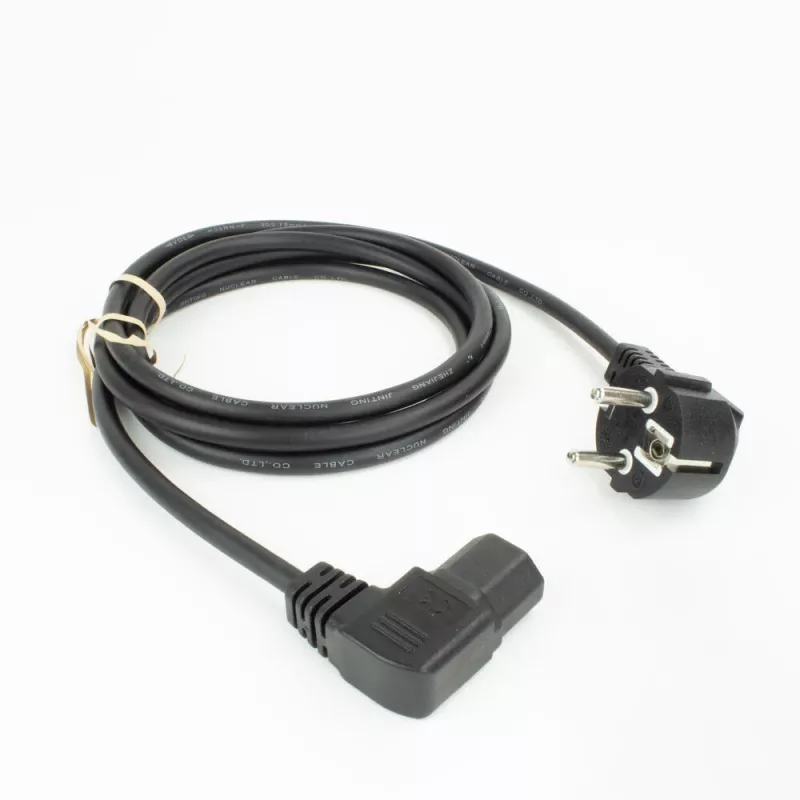 ACT cable de alimentación conector de red CEE7/7 (acodado) - C15 (acodado a la izquierda) IEC60320 negro 2 m