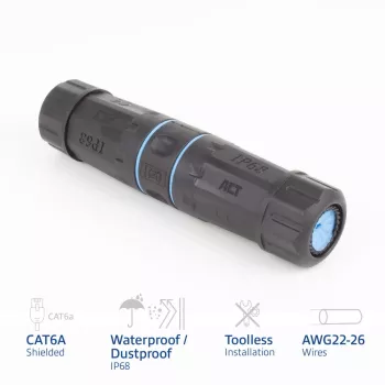 ACT SD6521 Acoplador de cable CAT6A para exterior IP68