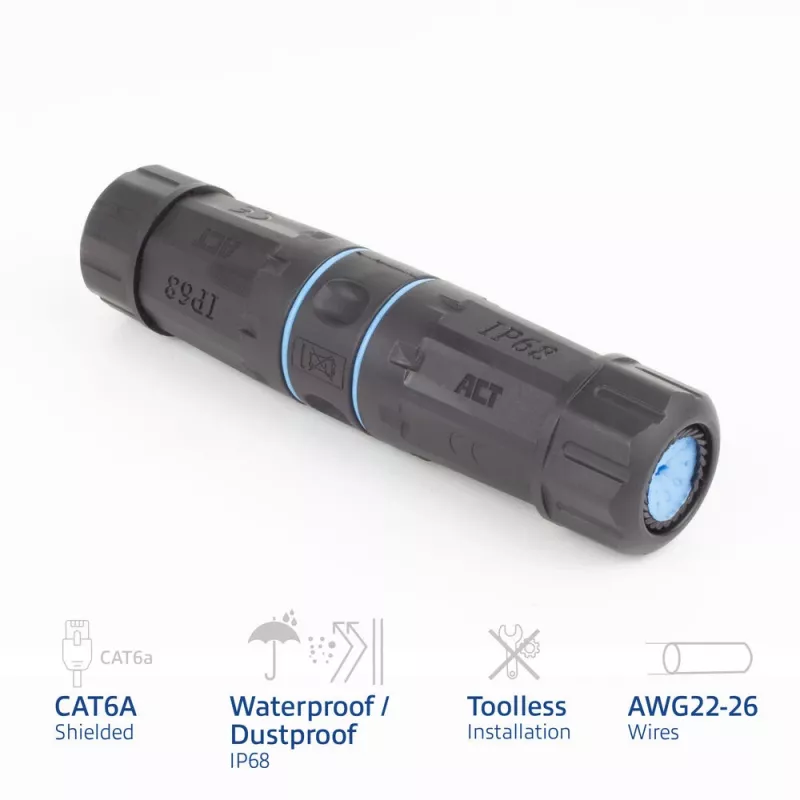 ACT SD6521 Acoplador de cable CAT6A para exterior IP68