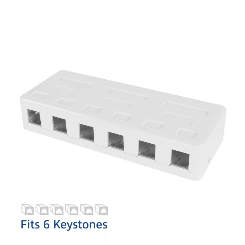 ACT caja de superficie Keystone vacía para 6 conectores hembra Keystone