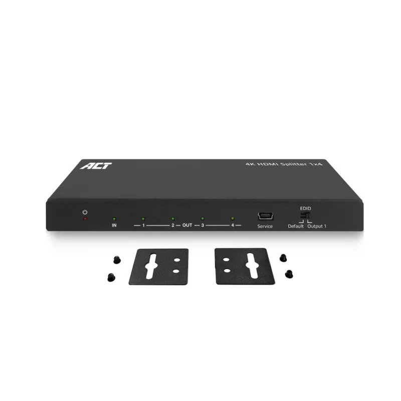 ACT splitter HDMI 4K, 1 a 4, compatibilidad EDID, HDMI, 4x HDMI, 3840 x 2160 píxeles, negro, 4K Ultra HD, 10,2 Gbit/s