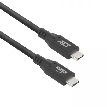 ACT cable USB 3.0 10Gbps 60W USB Type-C, 1 metro, 1 m, USB C, USB C, USB 3.2 Gen 2 (3.1 Gen 2), 10 Gbit/s, negro