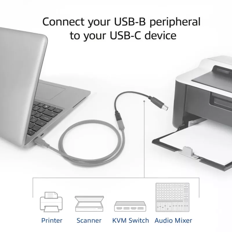 ACT cable adaptador de conector hembra USB-C a USB-B 2.0 para impresora 0,2 m
