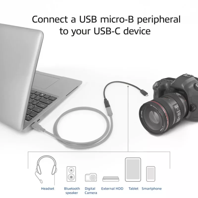 ACT cable adaptador de conector hembra USB Type-C a conector macho USB Micro-B 2.0 0,2 m