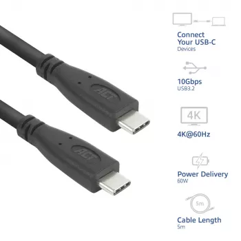 ACT AC7445 cable USB USB 3.2 Gen 2 (3.1 Gen 2) 5 m USB C 10 Gbit/s 60 W negro