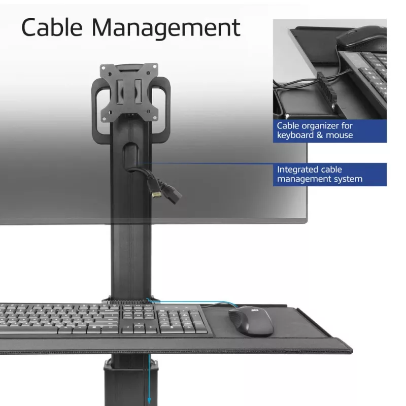 ACT estación de trabajo móvil para un monitor, con soporte para CPU, bandeja para teclado y ratón