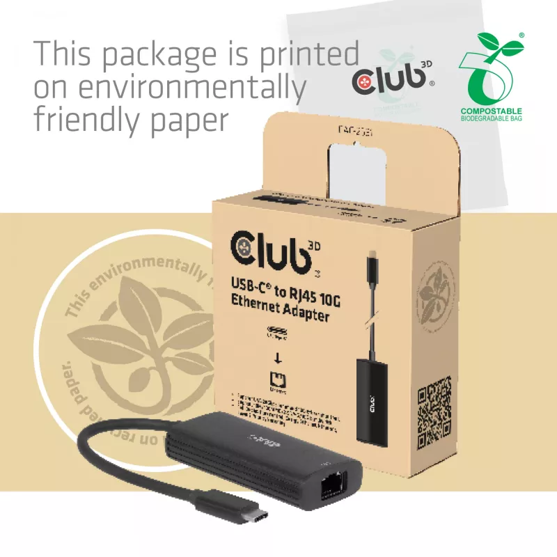 Club3D CAC-2531 Adaptador de USB-C a RJ45 Ethernet 10 Gbps