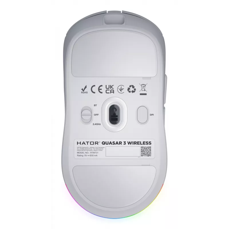 HATOR Quasar 3 Wireless ratón gaming ambidiestro RF Wireless + Bluetooth + USB Type-A óptico 12000 DPI