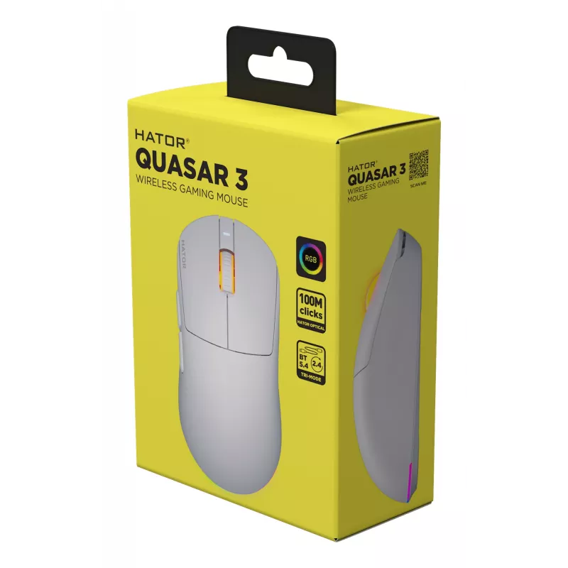 HATOR Quasar 3 Wireless ratón gaming ambidiestro RF Wireless + Bluetooth + USB Type-A óptico 12000 DPI