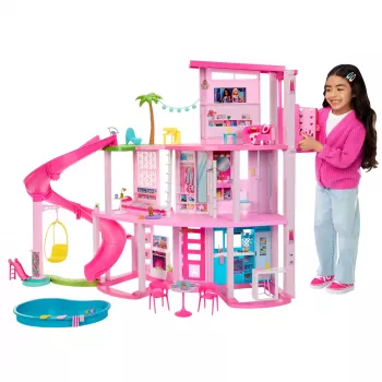 Barbie Dreamhouse Casa de muñecas con piscina y tobogán - 75+ piezas (HMX10)