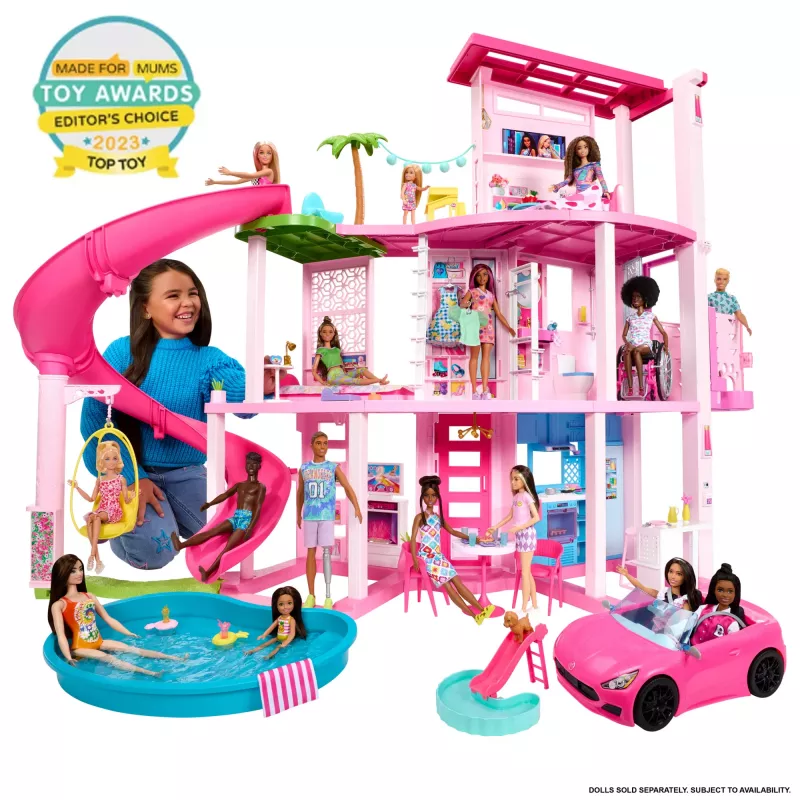 Barbie Dreamhouse Casa de muñecas con piscina y tobogán - 75+ piezas (HMX10)