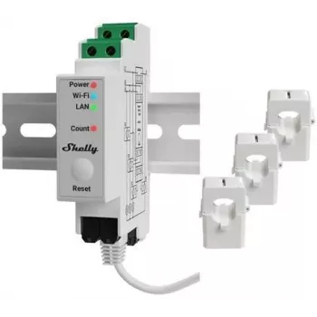 Shelly Pro 3EM 120A v2 Medidor de energía inteligente trifásico (carril DIN)