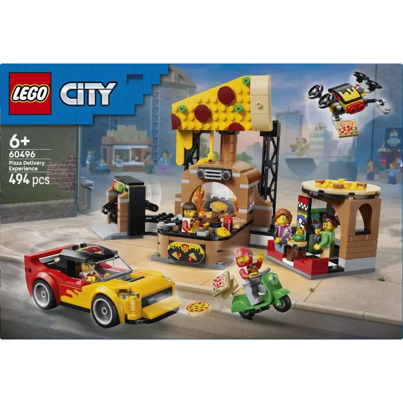 LEGO City 60496 Servicio de reparto de pizza con vehículos (494 piezas)