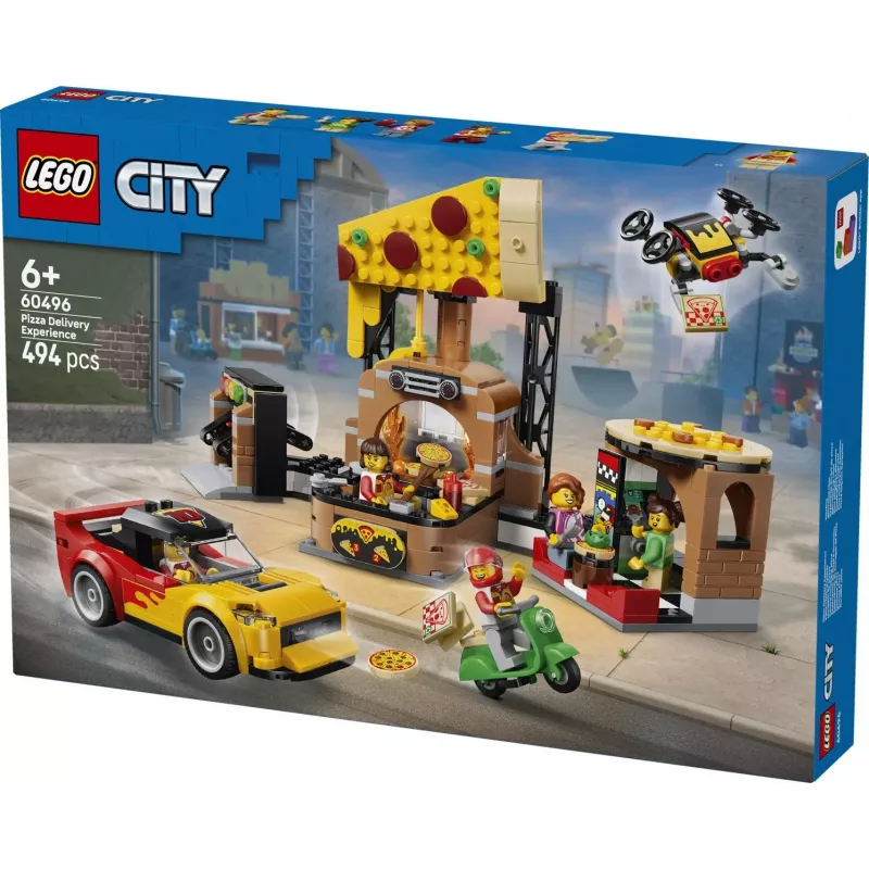 LEGO City 60496 Servicio de reparto de pizza con vehículos (494 piezas)