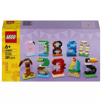 LEGO 40807 Números de cumpleaños - decoración de tarta de animales para construir (281 piezas)