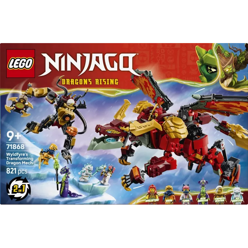 LEGO NINJAGO 71868 Mech dragón transformable de Wyldfyre (821 piezas)