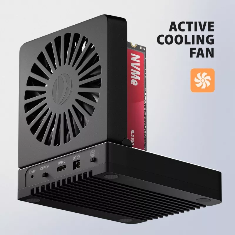 AXAGON ADSA-M2C44 Estación de acoplamiento USB4 40Gbps para 4 bahías M.2 NVMe SSD con función de clonación sin conexión, aluminio, refrigeración activa