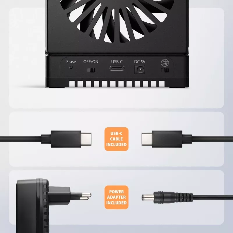 AXAGON ADSA-M2C44 Estación de acoplamiento USB4 40Gbps para 4 bahías M.2 NVMe SSD con función de clonación sin conexión, aluminio, refrigeración activa