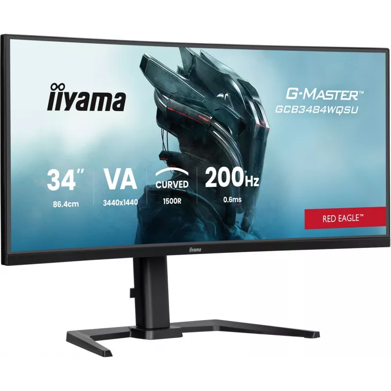 iiyama G-Master GCB3484WQSU-B2 Red Eagle Monitor gaming curvo 86,4 cm (34 inch) 3440 x 1440 píxeles UWQHD VA 200Hz 0,6ms FreeSync Premium HDMI DisplayPort USB Hub Altavoces Negro