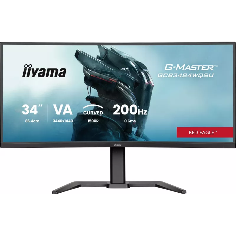 iiyama G-Master GCB3484WQSU-B2 Red Eagle Monitor gaming curvo 86,4 cm (34 inch) 3440 x 1440 píxeles UWQHD VA 200Hz 0,6ms FreeSync Premium HDMI DisplayPort USB Hub Altavoces Negro