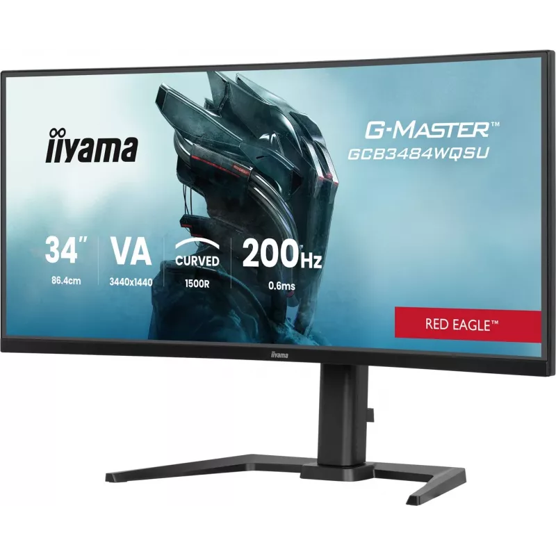iiyama G-Master GCB3484WQSU-B2 Red Eagle Monitor gaming curvo 86,4 cm (34 inch) 3440 x 1440 píxeles UWQHD VA 200Hz 0,6ms FreeSync Premium HDMI DisplayPort USB Hub Altavoces Negro
