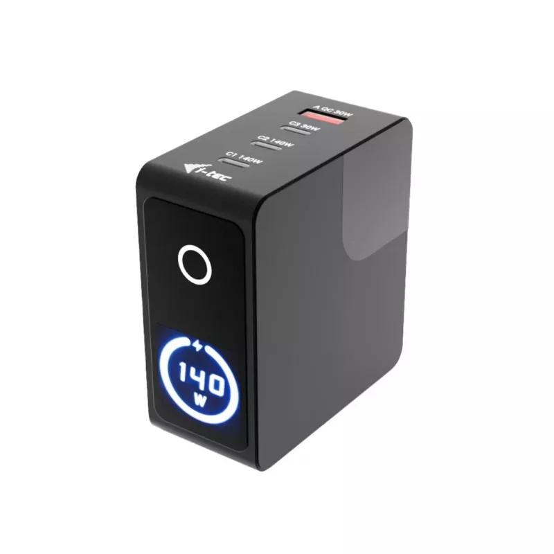 i-tec Cargador USB multipuerto inteligente 140W 3x USB-C 1x USB-A LCD (CHARGER-INTG140W)
