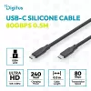 DIGITUS USB4 Version 2.0 Cable de silicona USB-C a USB-C 80Gbps 240W 16K 0,5m Negro AK-300350-005-S