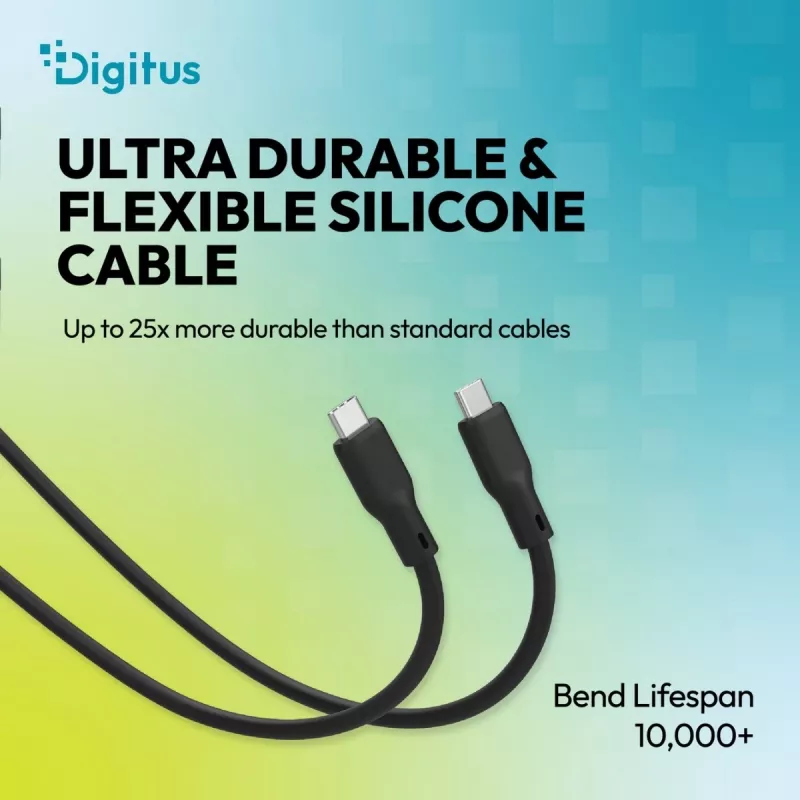 DIGITUS USB4 Version 2.0 Cable de silicona USB-C a USB-C 80Gbps 240W 16K 0,5m Negro AK-300350-005-S