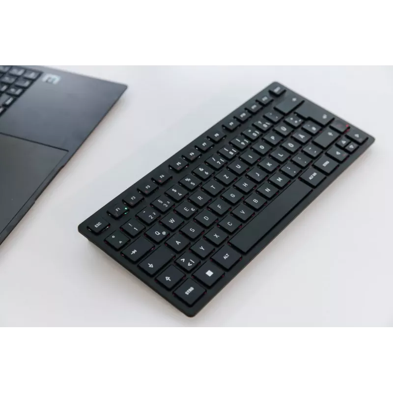 CHERRY KW 9200 MINI Wireless Teclado compacto, recargable, 2.4 GHz + Bluetooth + USB-C, Black (Belgian AZERTY) JK-9250BE-2