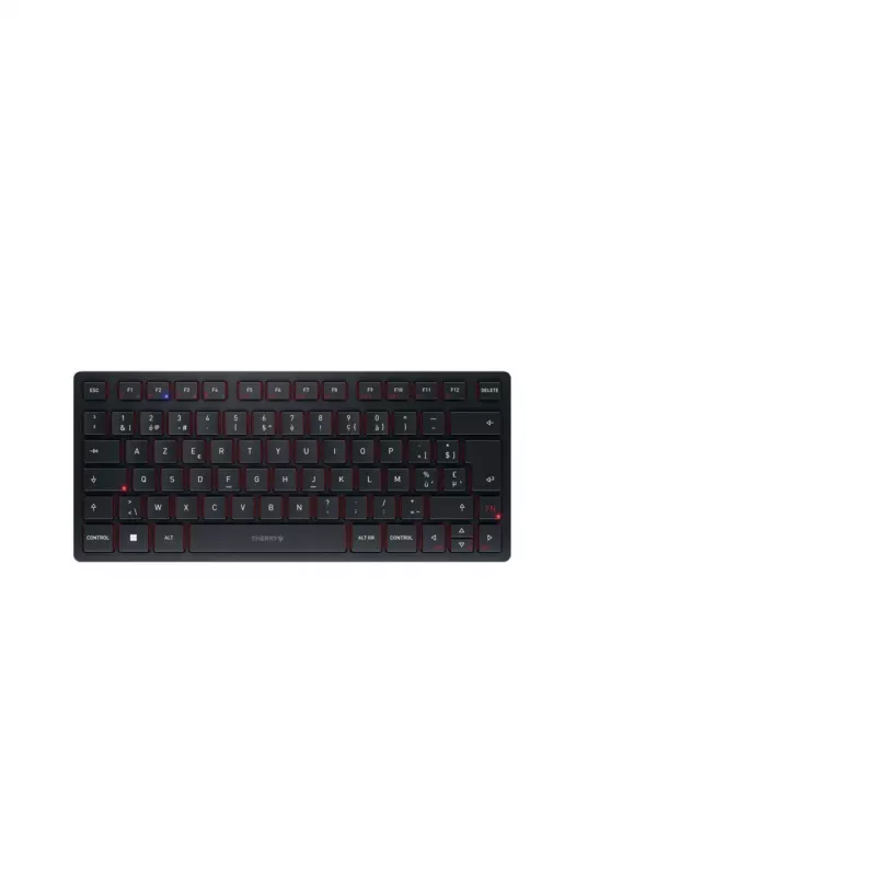 CHERRY KW 9200 MINI Wireless Teclado compacto, recargable, 2.4 GHz + Bluetooth + USB-C, Black (Belgian AZERTY) JK-9250BE-2