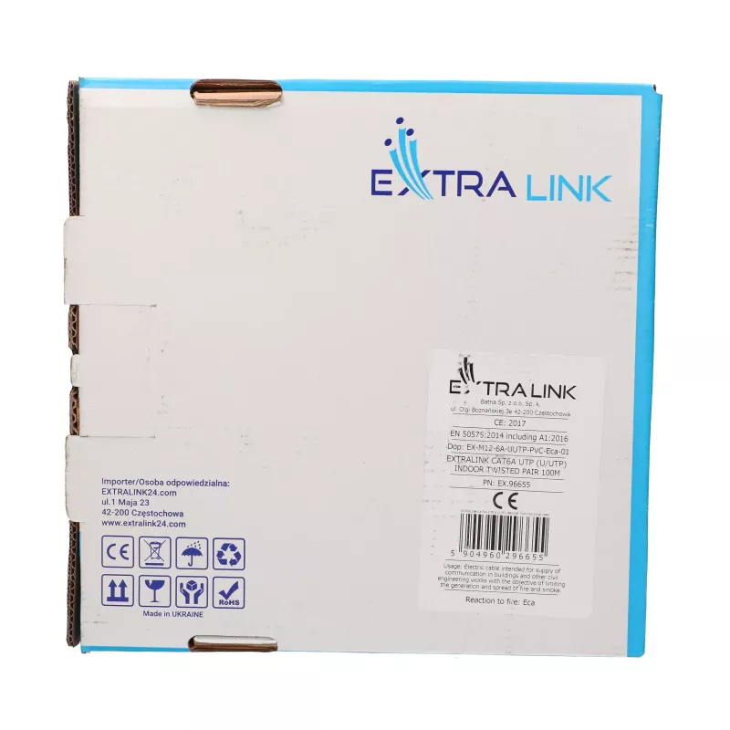 Extralink CAT6A U/UTP cable de instalación de interior de par trenzado 100 m EX.96655