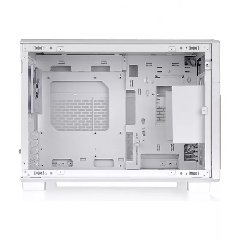 Thermaltake TR200 WS Snow White — Caja de PC Micro-ATX, mesh con frontal de madera auténtica, 1 ventilador de 120 mm, USB-C, soporte para radiador de 360 mm / GPU de 365 mm