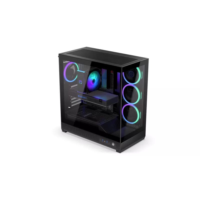 ENDORFY Fishtank 6000 Corona caja para PC semitorre - negra, doble cristal templado, 4 ventiladores ARGB, USB-C, E-ATX
