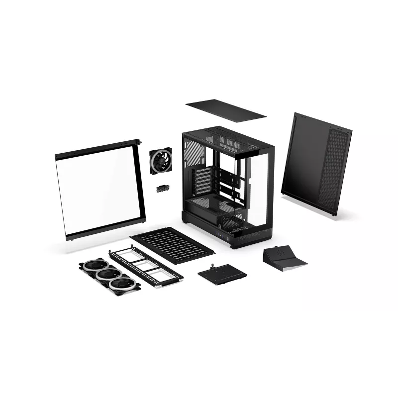 ENDORFY Fishtank 6000 Corona caja para PC semitorre - negra, doble cristal templado, 4 ventiladores ARGB, USB-C, E-ATX