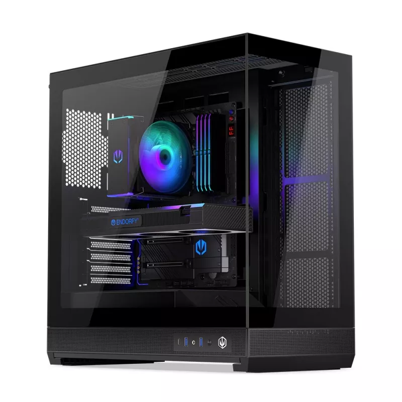 ENDORFY Fishtank 6000 Flex caja para PC semitorre - negra, doble cristal templado, USB-C, E-ATX, Back-Connect Ready (sin ventiladores)